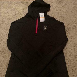 $109! NWT Men's Spyder Boundless Hoodie Jacket Fleece Lined 1/4 Zip Black - S, M